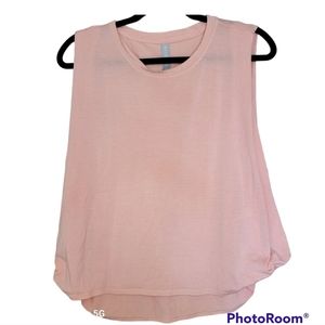 Athleta Pink Tank Top Open Twist Sides Pullover High Low Cropped Size L